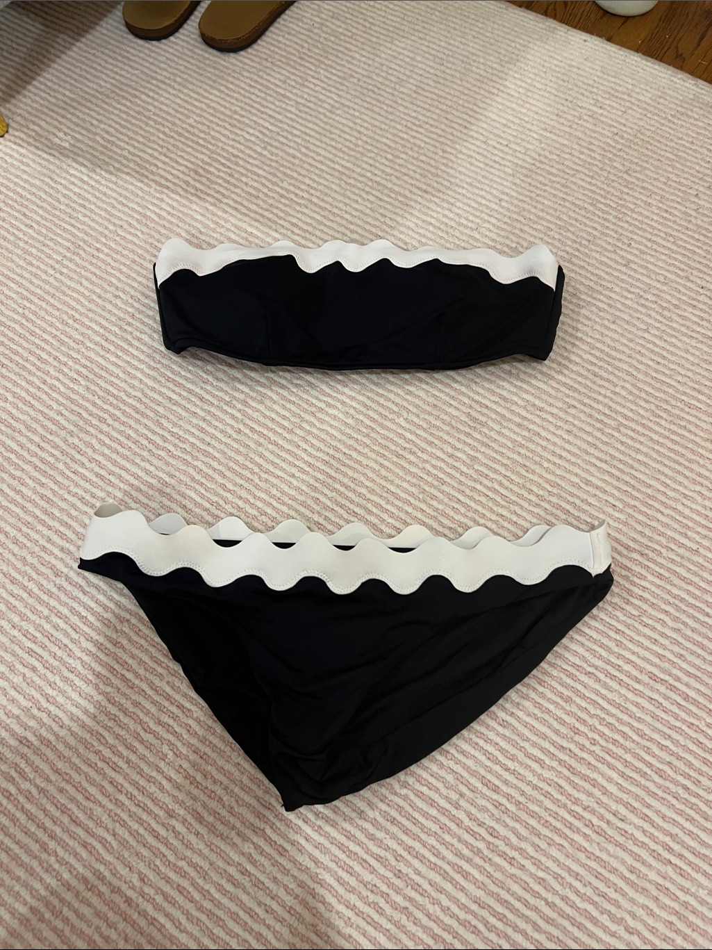 Seafolly Black And White Scallop Bandeau Bikini